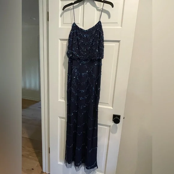aidan mattox blue sequin dress Tanya Taylor